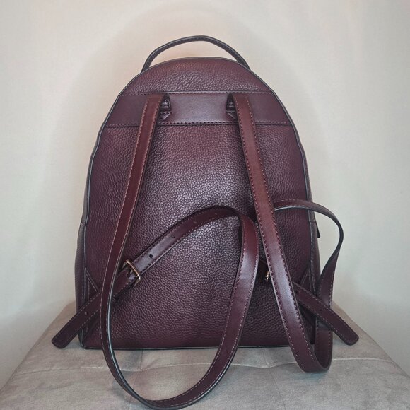 Michael Kors Valerie Medium Pebbled Leather Backpack Purse Wine Red MK Bag - Picture 3 of 9